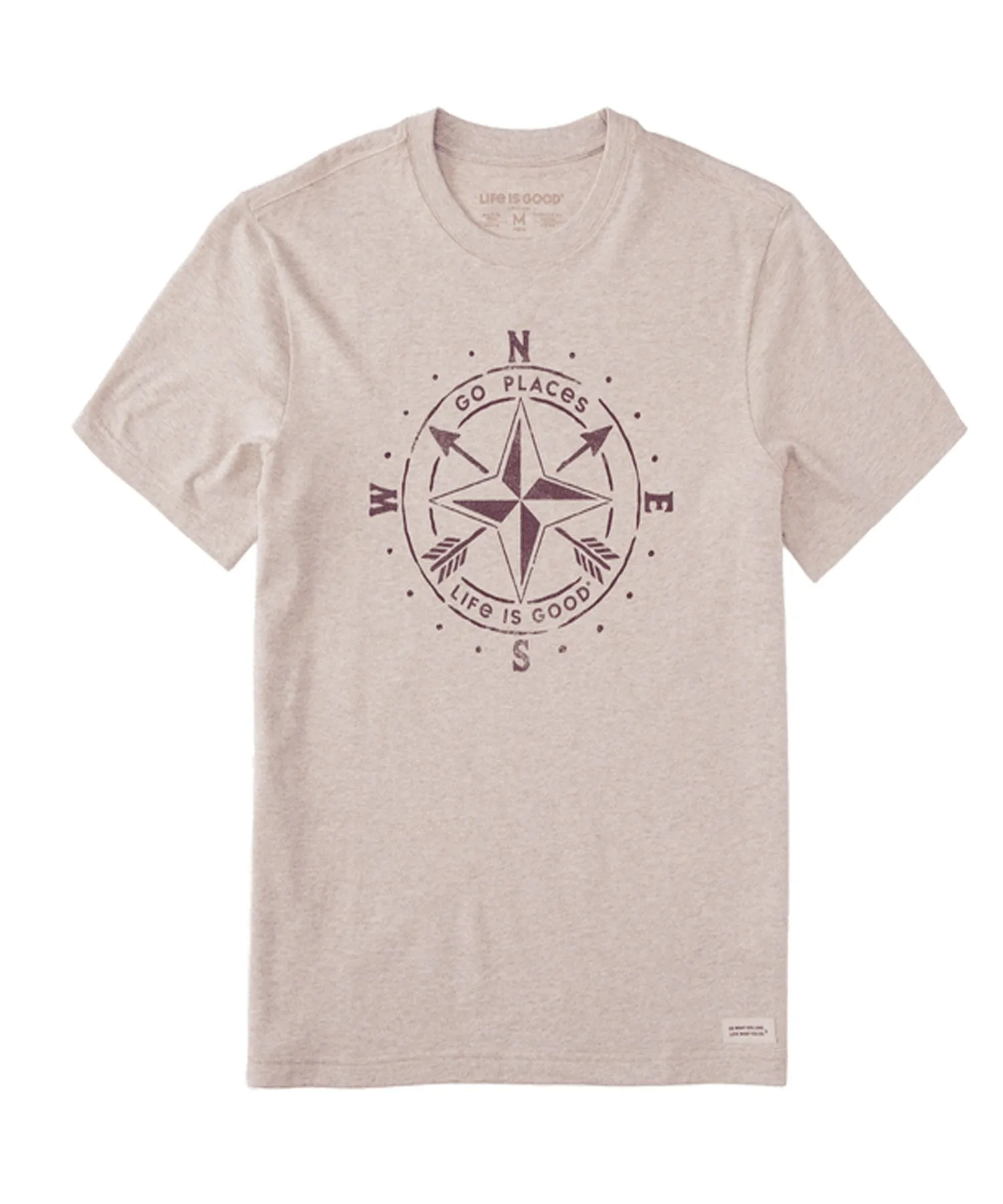 Life is Good Good Go Places Compass Crusher-LITE Tee - Heather Almond