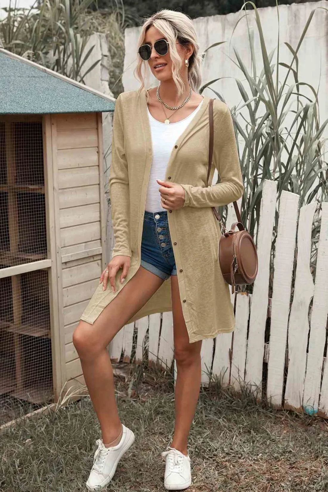 LIghtweight Button Front Longline Cardigan
