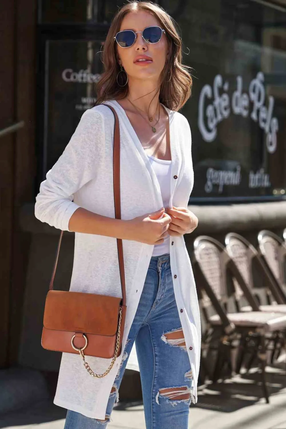 LIghtweight Button Front Longline Cardigan