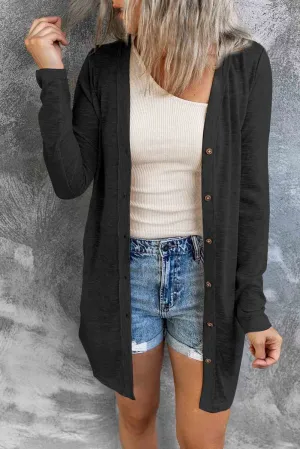 LIghtweight Button Front Longline Cardigan