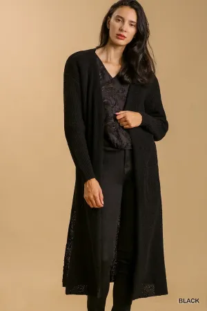 Lightweight Ribbed Duster Black