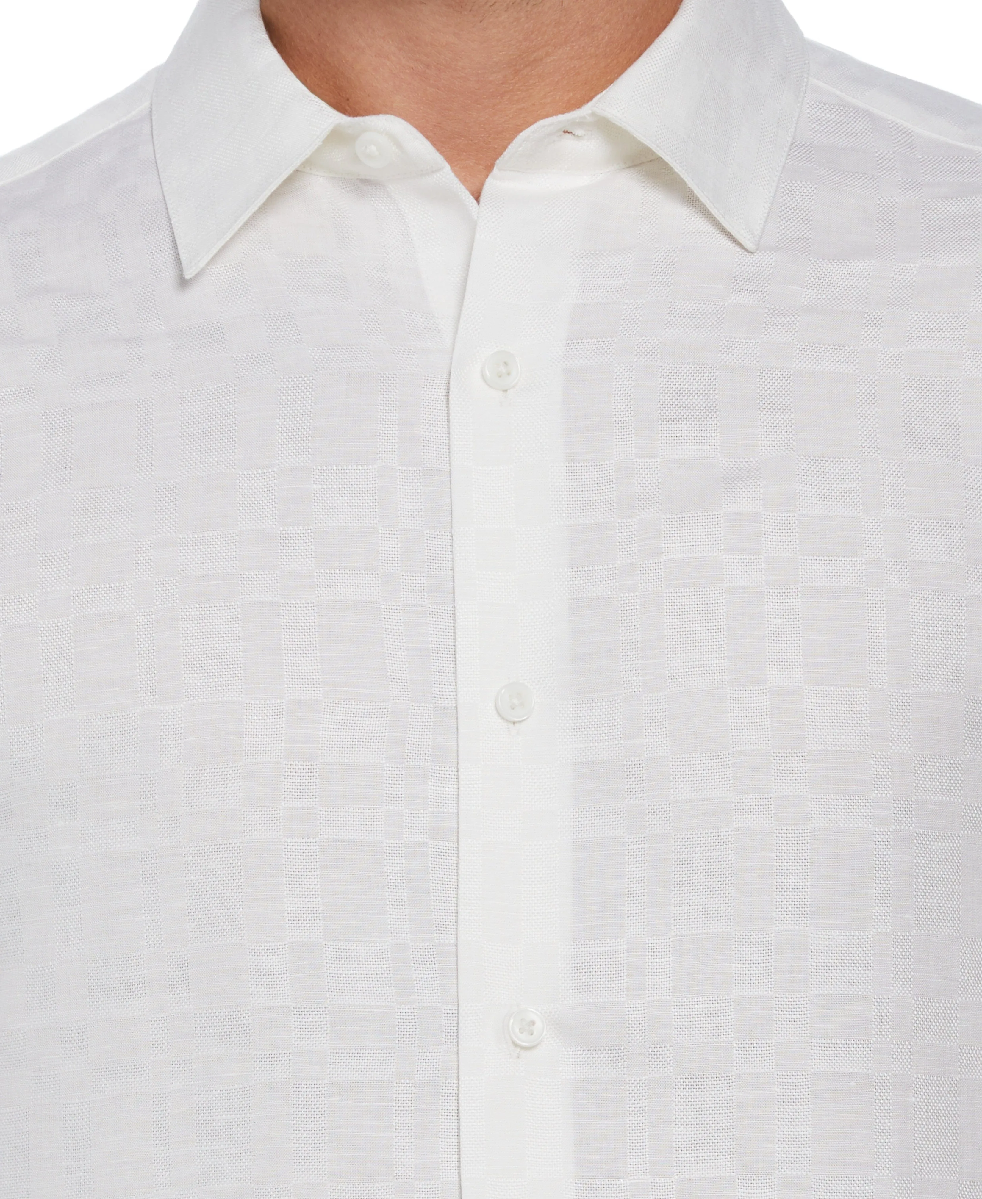 Linen Blend Plaid Dobby Shirt