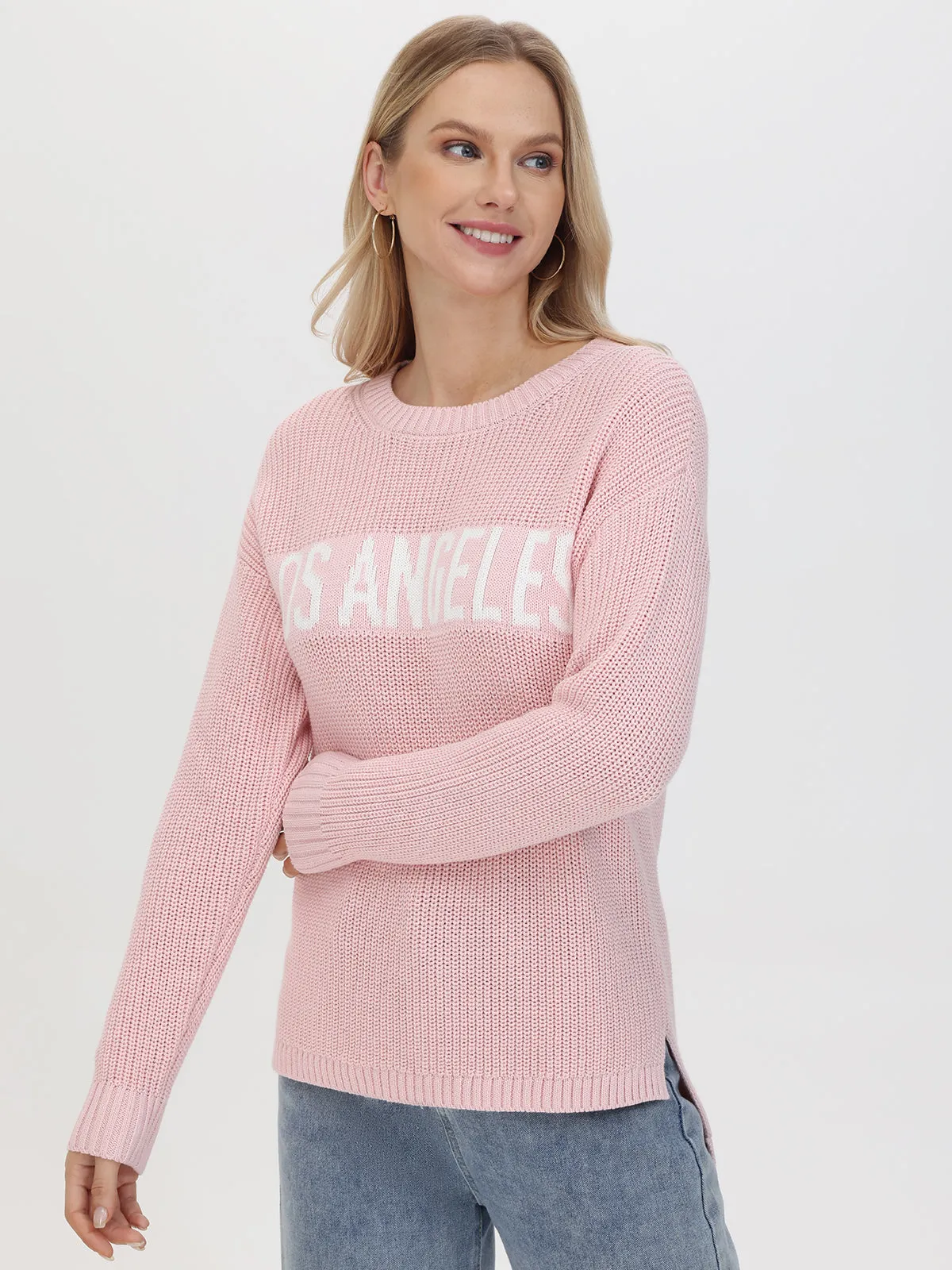 Los Angeles: Crewneck Shaker Stitch Sweater