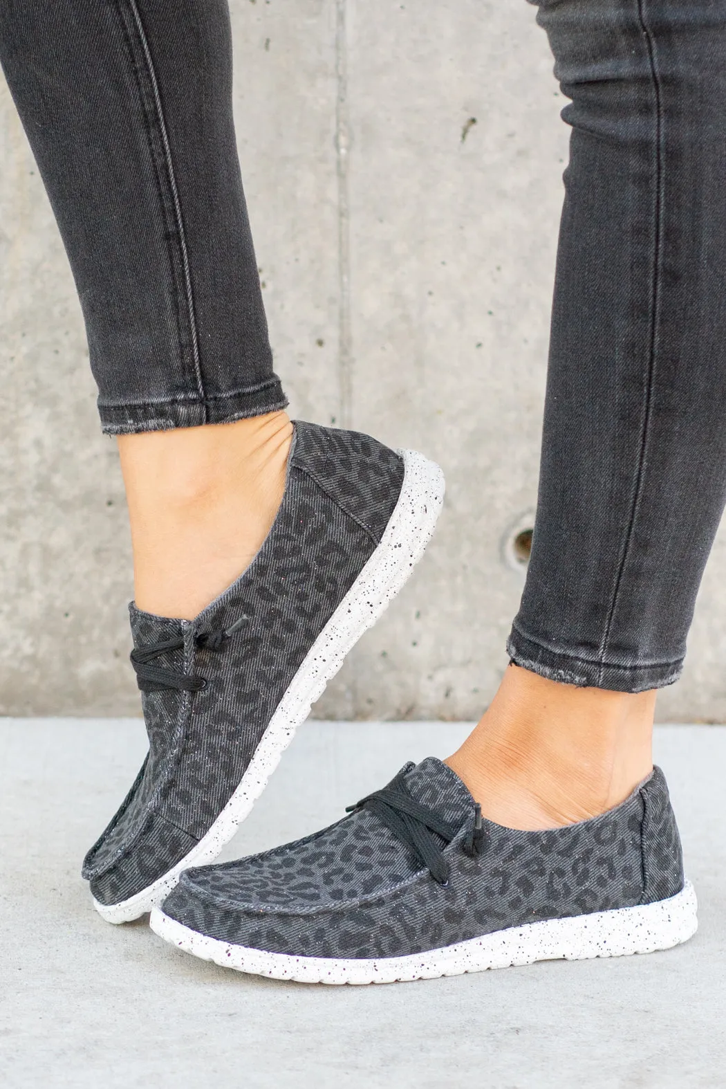 Lucas Cheetah Print Boat Shoes - Black