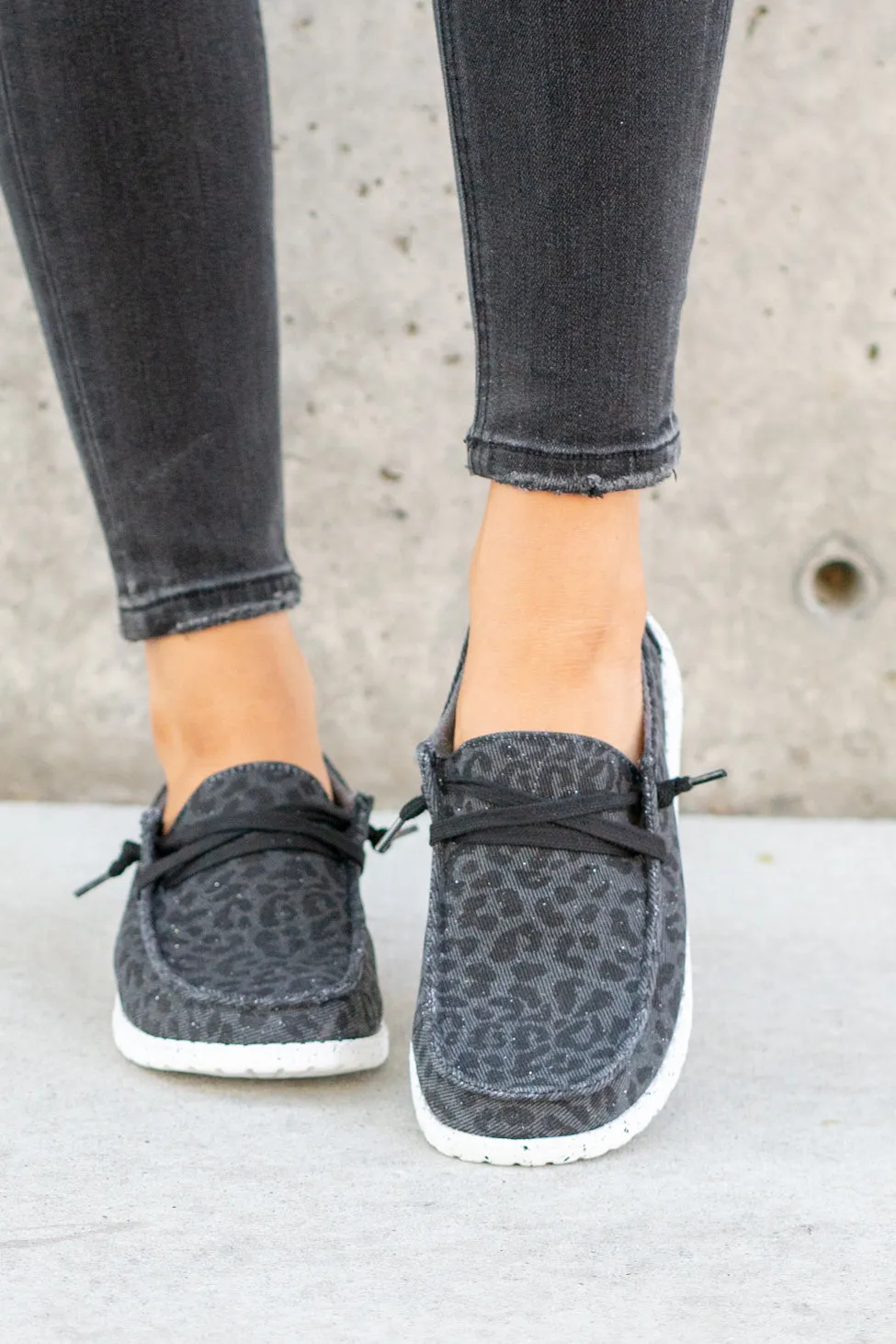 Lucas Cheetah Print Boat Shoes - Black
