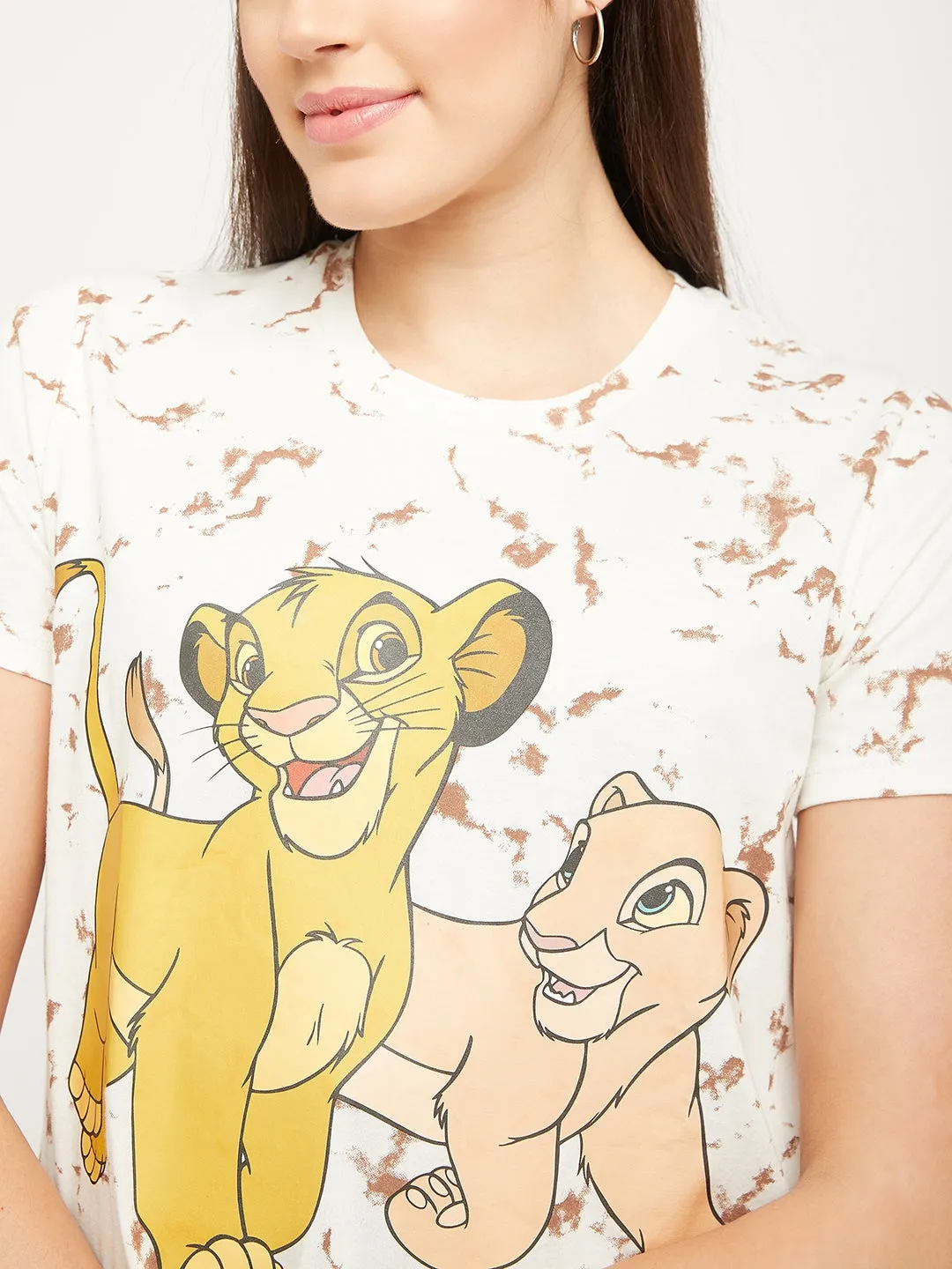 Madame Disney Simba And Nala White Print Top