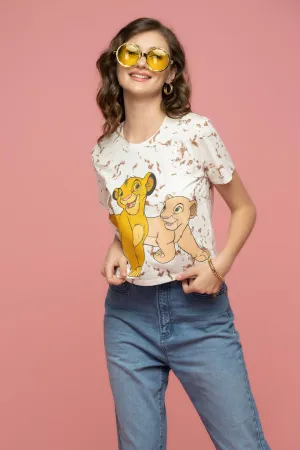 Madame Disney Simba And Nala White Print Top
