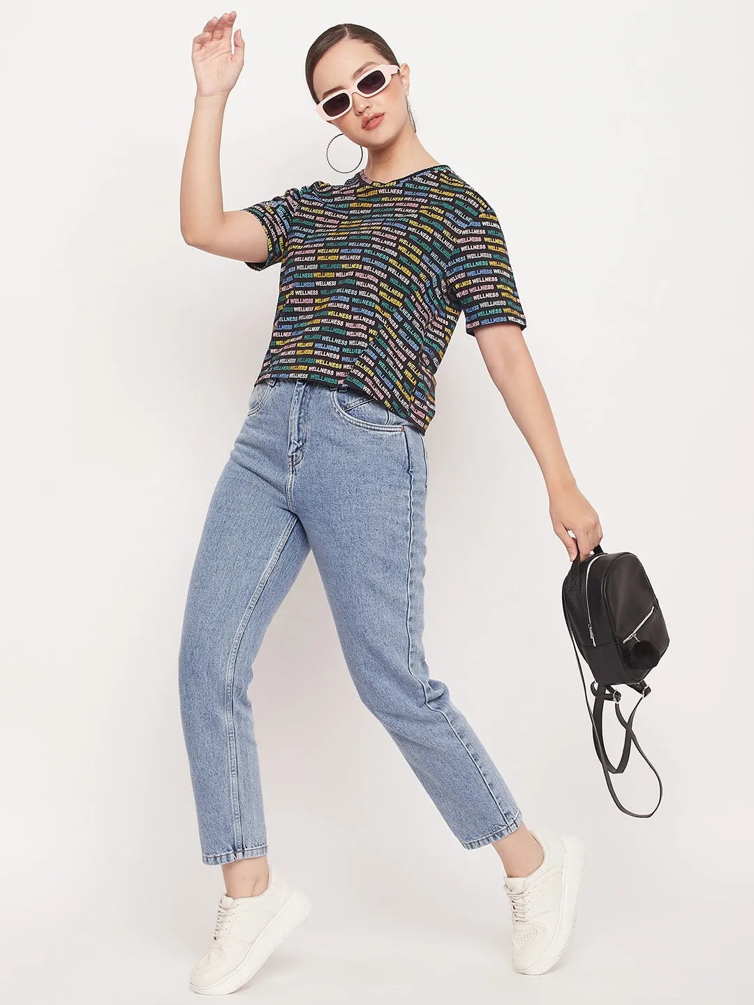 Madame Regular Fit Round Neck Printed Tshirt