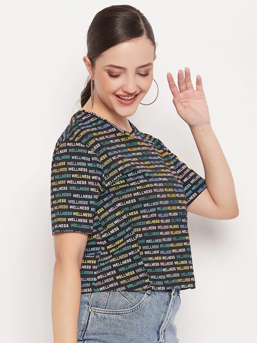 Madame Regular Fit Round Neck Printed Tshirt