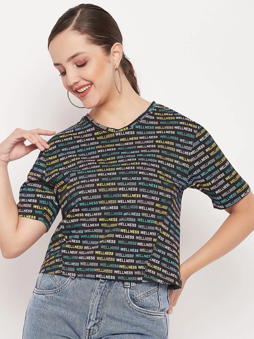 Madame Regular Fit Round Neck Printed Tshirt