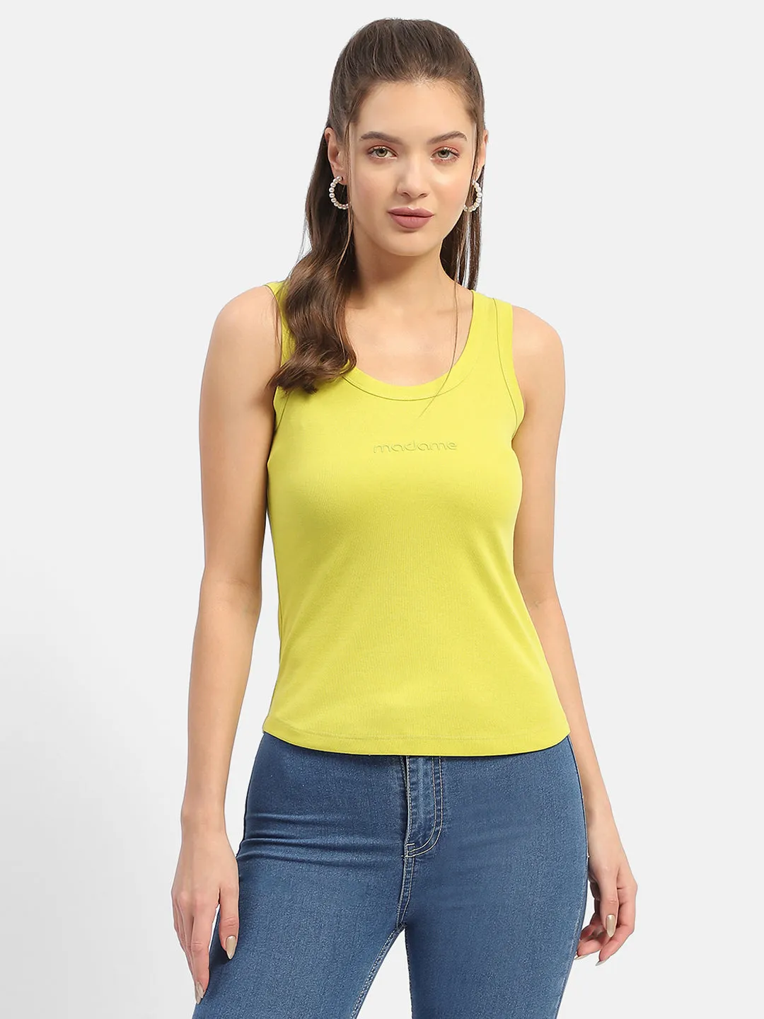 Madame Typography Cyber Lime Tank Top