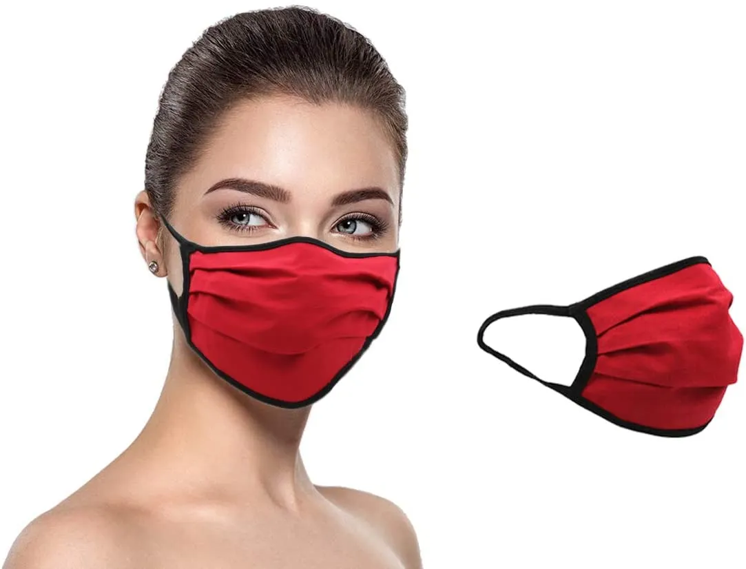 MADE IN USA (3 Red), 1 US Flag (Made in Guatemala), Washable Reusable Anti-dust Cloth Face Mask Protection Double Layer Covering (IN STOCK 2-5 DAYS DELIVERY) - 4 Pack