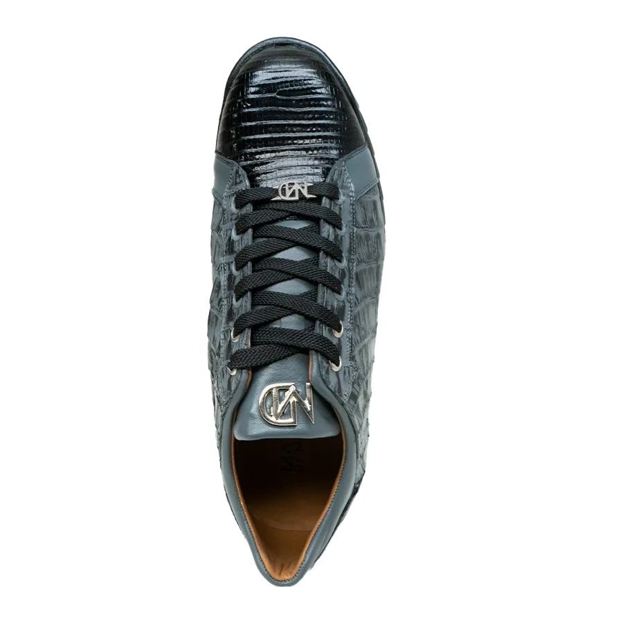 Marco Di Milano Corse Gray/Black Teju Lizard & Caiman Crocodile Sneakers