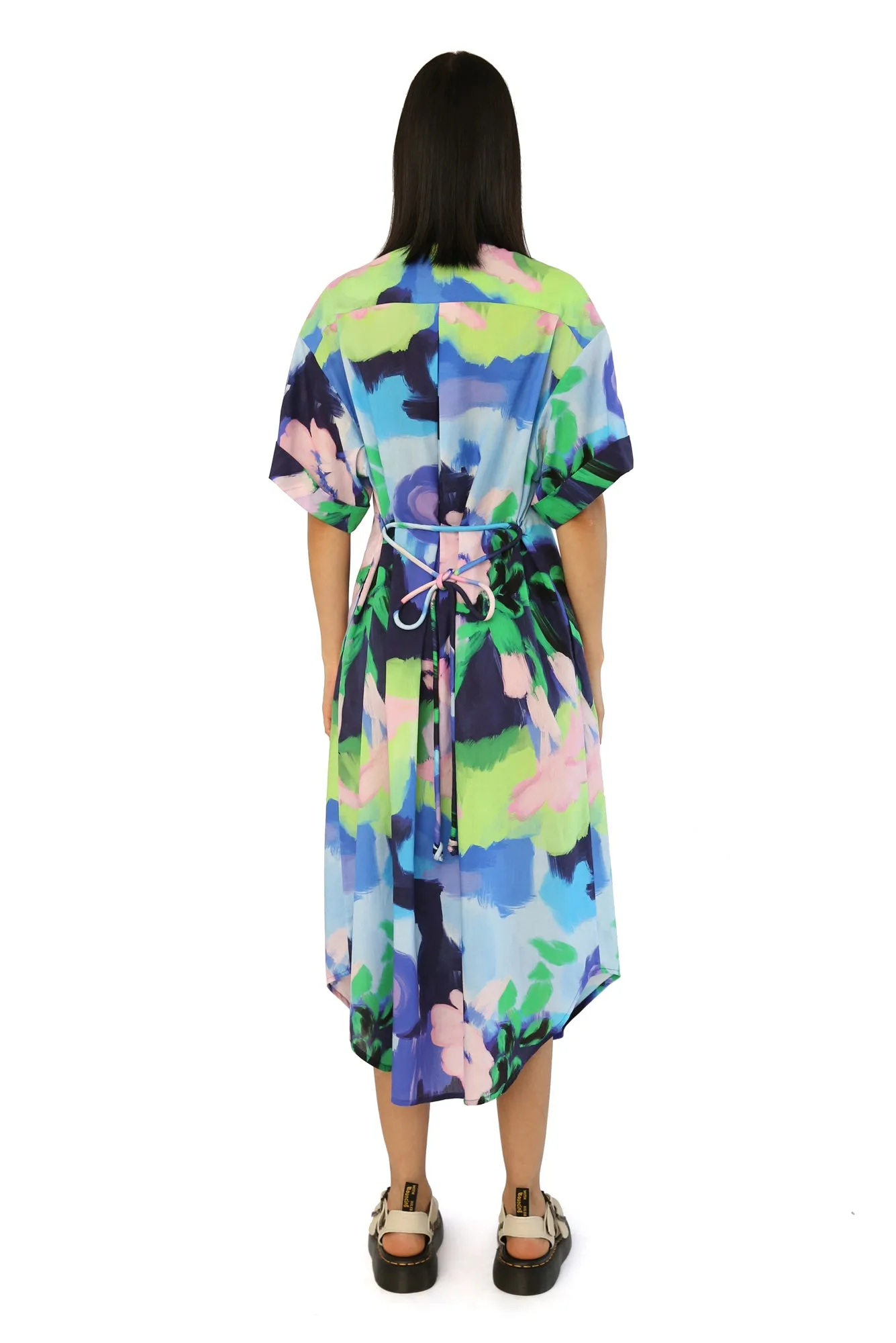 Mari Dress in Oleo Azul Print