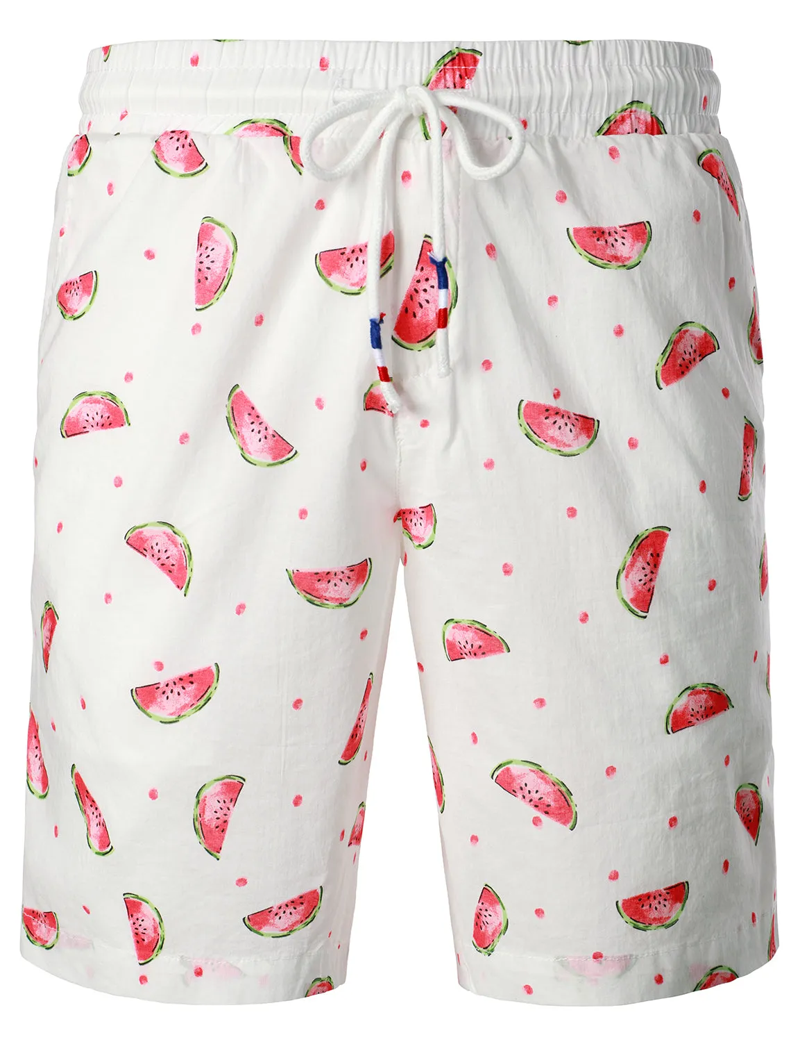 Men's Breathable Cotton Watermelon Beach Hawaiian Aloha Summer Shorts