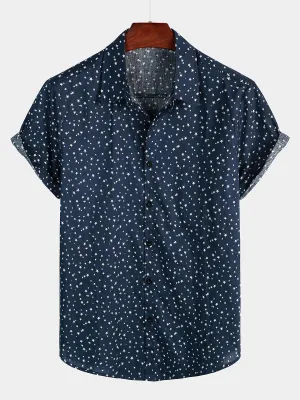 Men's Casual Cotton Print Short Sleeve Shirt