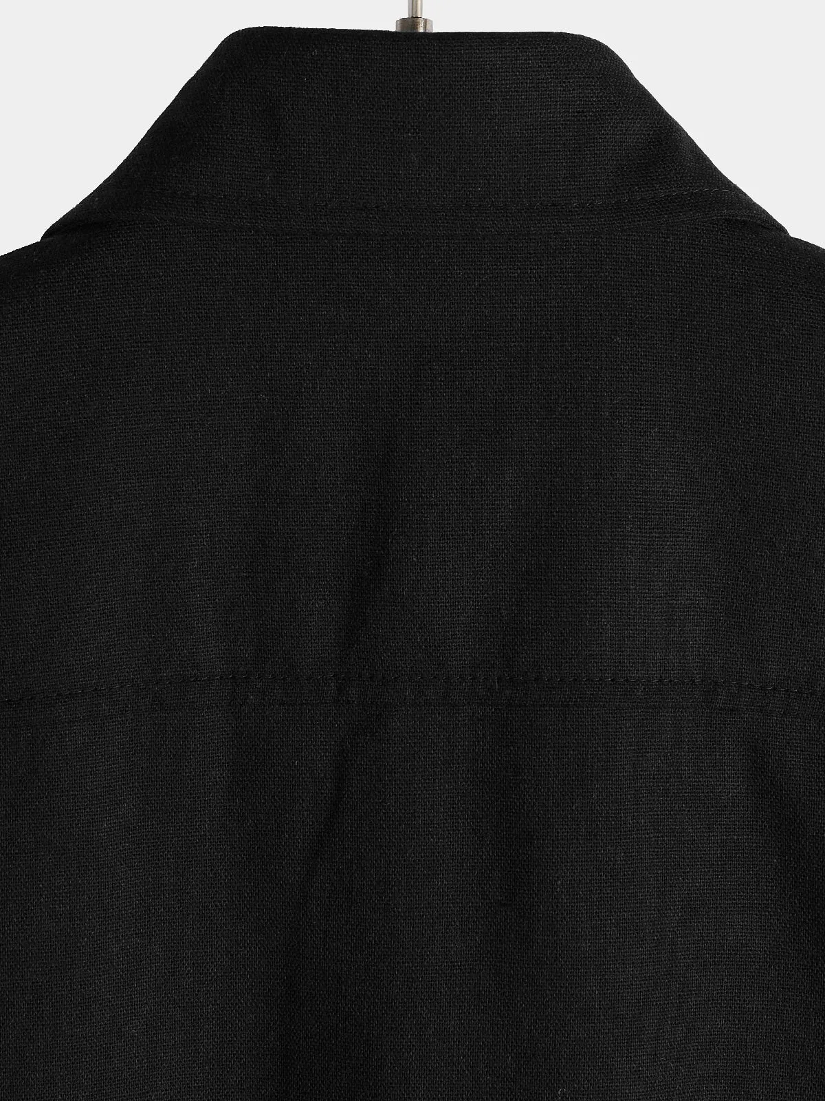 Men's Cotton & Linen Chest Pockets Solid Color Short Sleeve Shirt