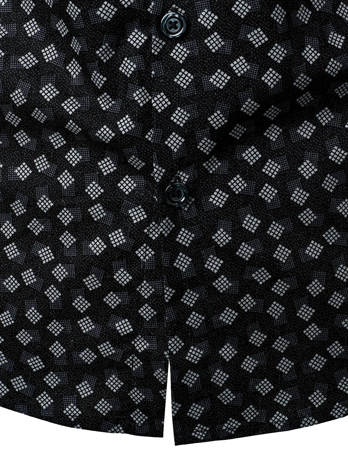 Men's Cotton Casual Geometric Print Button Up Long Sleeve Dress Shirt