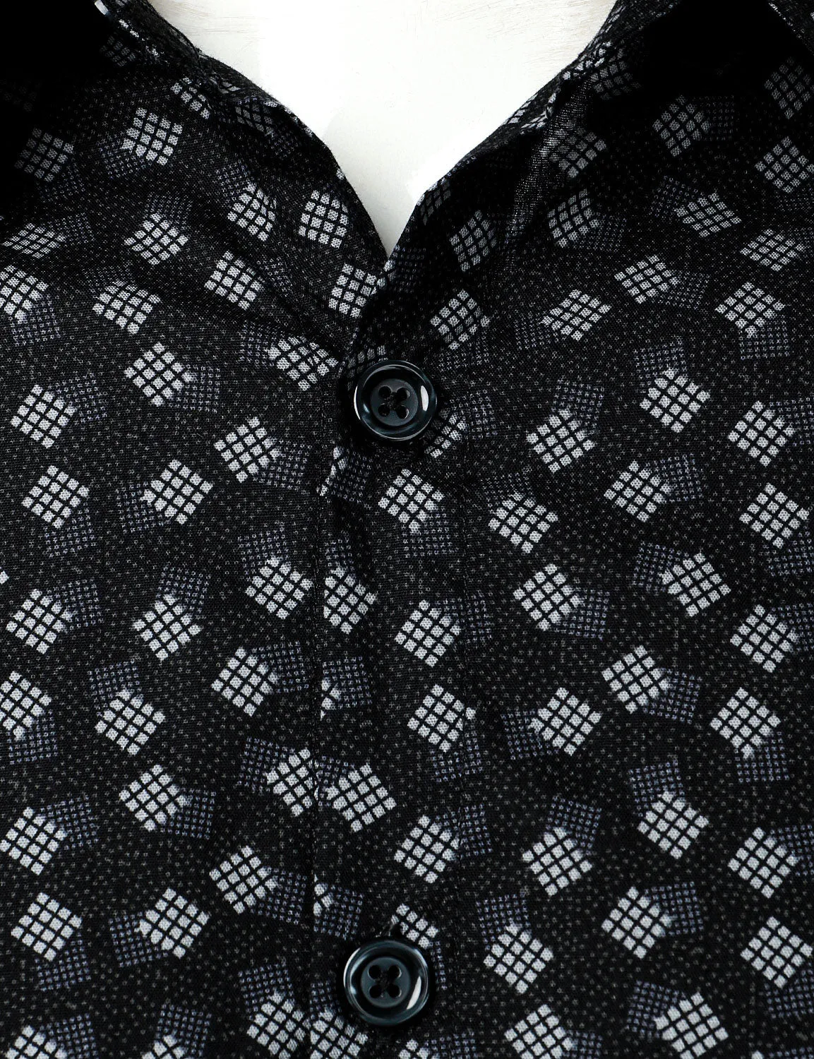 Men's Cotton Casual Geometric Print Button Up Long Sleeve Dress Shirt