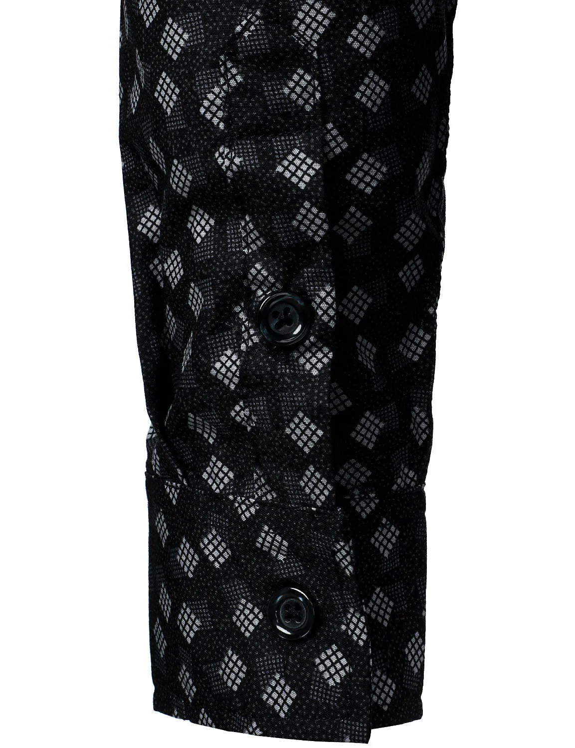 Men's Cotton Casual Geometric Print Button Up Long Sleeve Dress Shirt