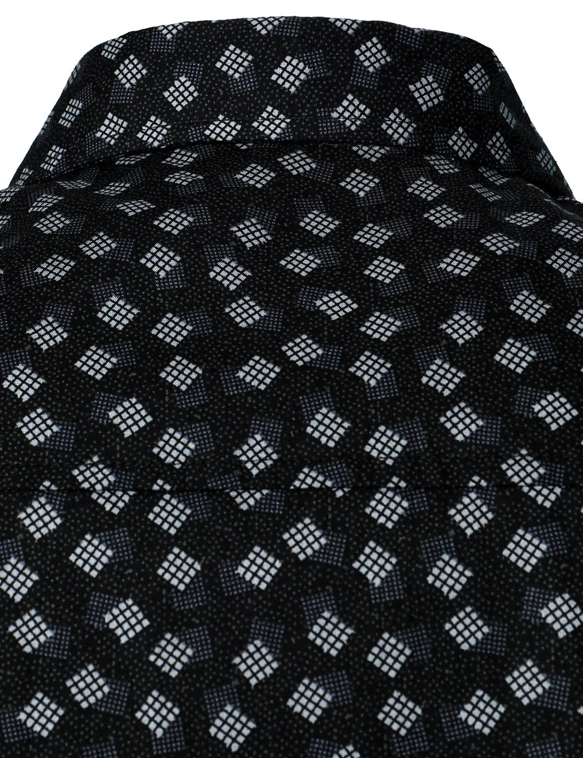 Men's Cotton Casual Geometric Print Button Up Long Sleeve Dress Shirt