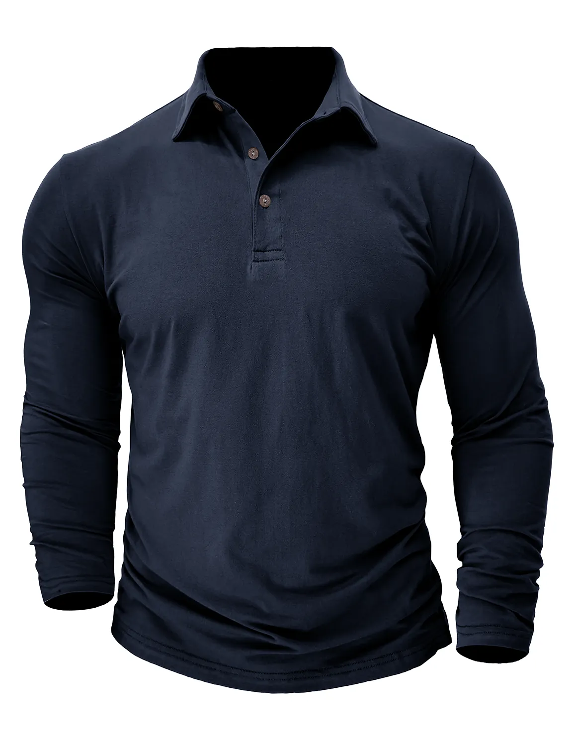 Men's Cotton Casual Solid Color Pocket Long Polo Shirt