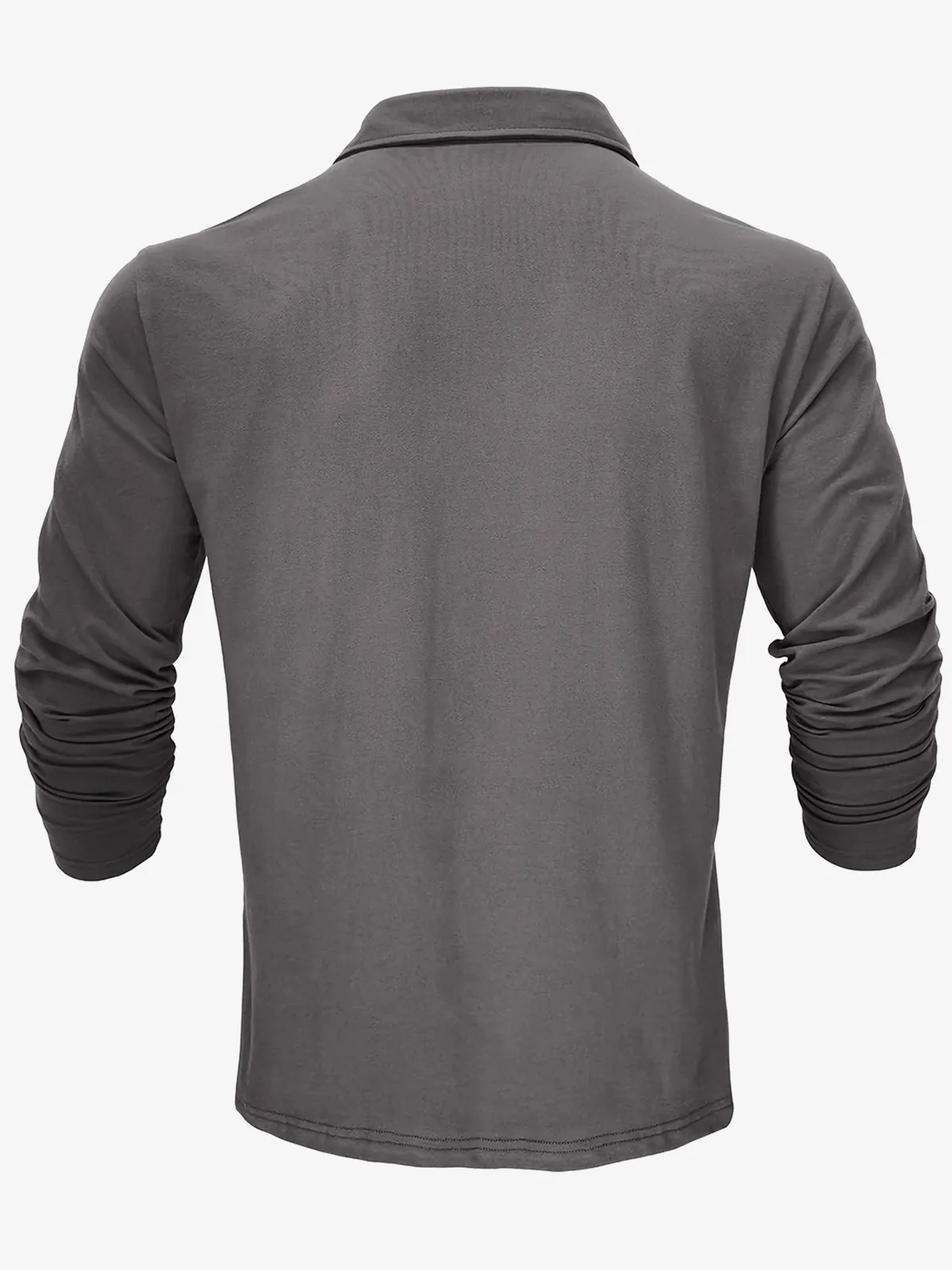 Men's Cotton Casual Solid Color Pocket Long Polo Shirt