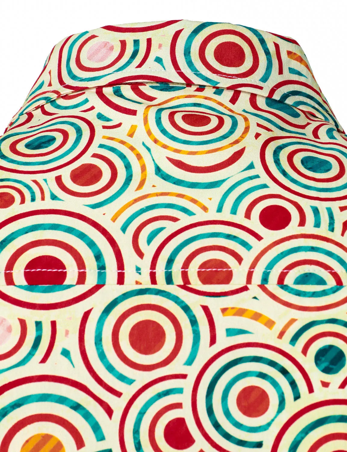 Men's Geometric Print Circle Cotton Long Sleeve Shirt