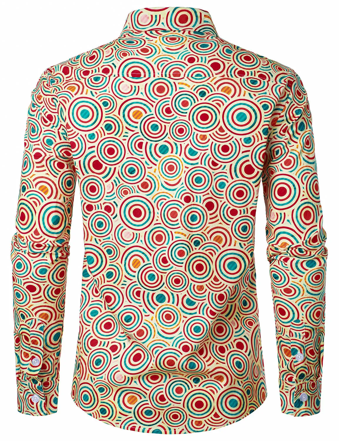 Men's Geometric Print Circle Cotton Long Sleeve Shirt