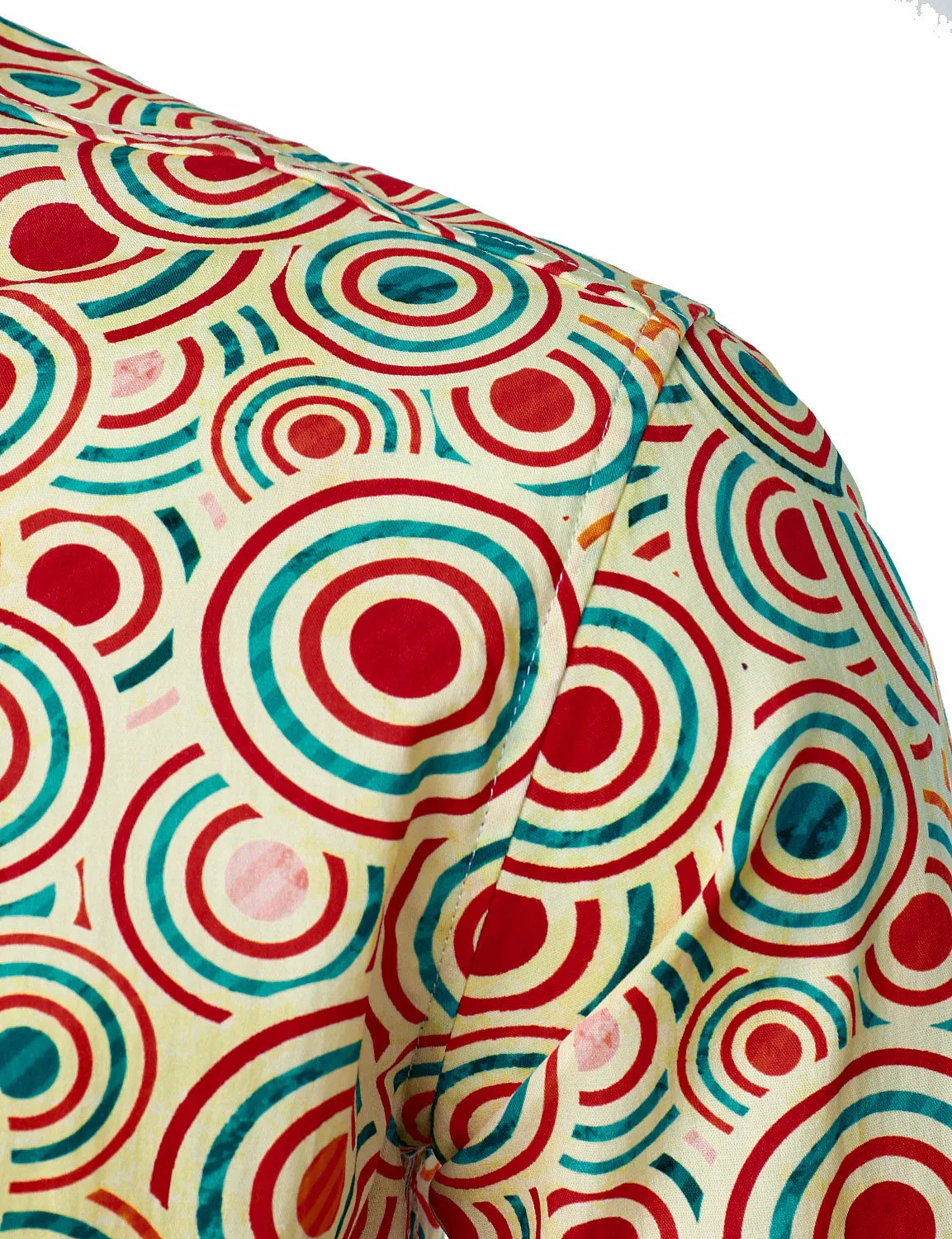Men's Geometric Print Circle Cotton Long Sleeve Shirt