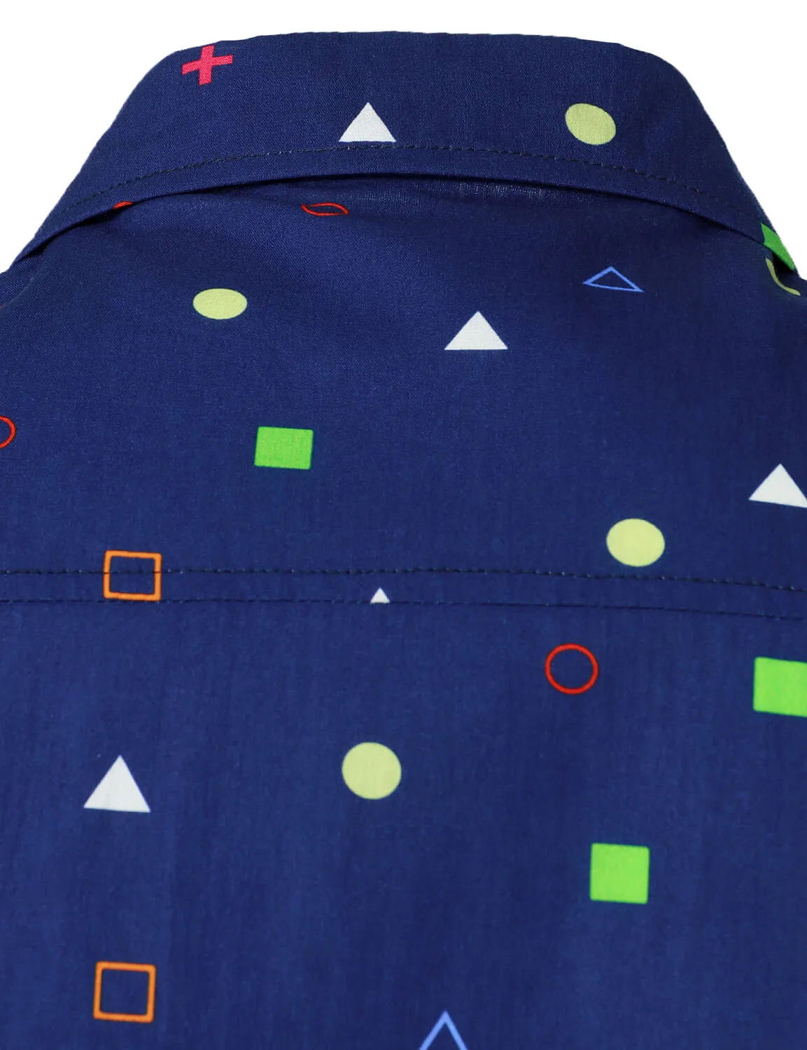 Men's Geometric Print Cotton Button Up Long Sleeve Shirt