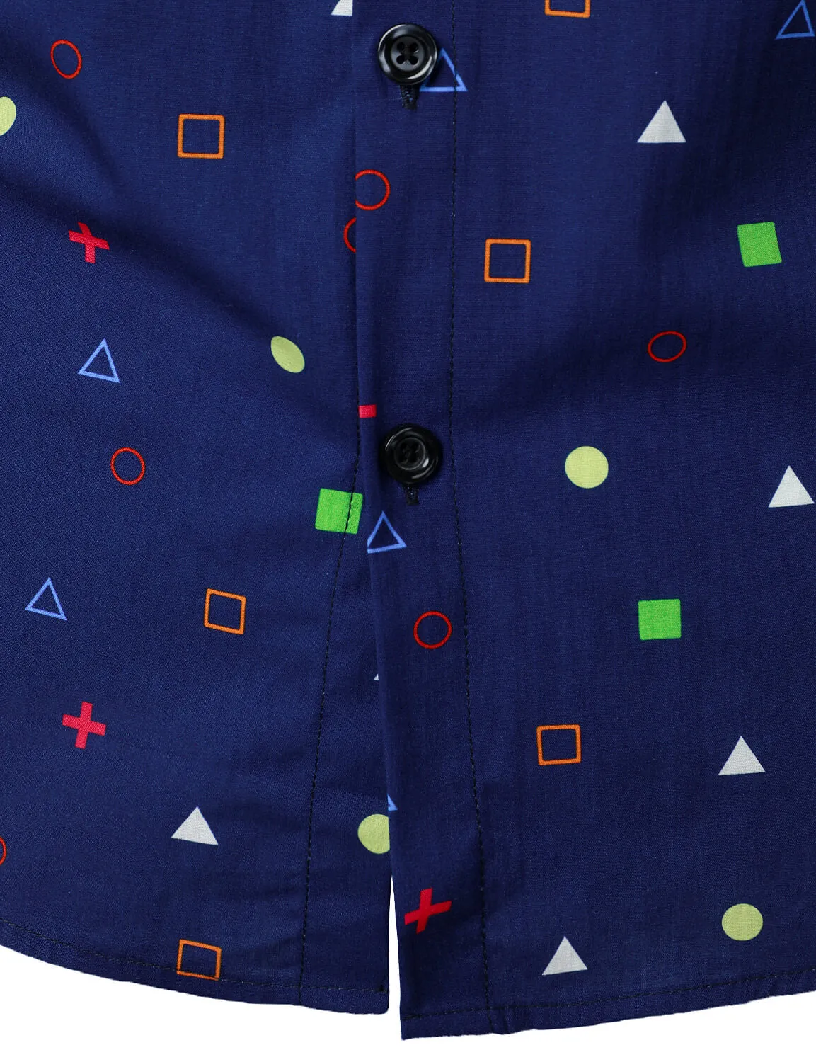 Men's Geometric Print Cotton Button Up Long Sleeve Shirt