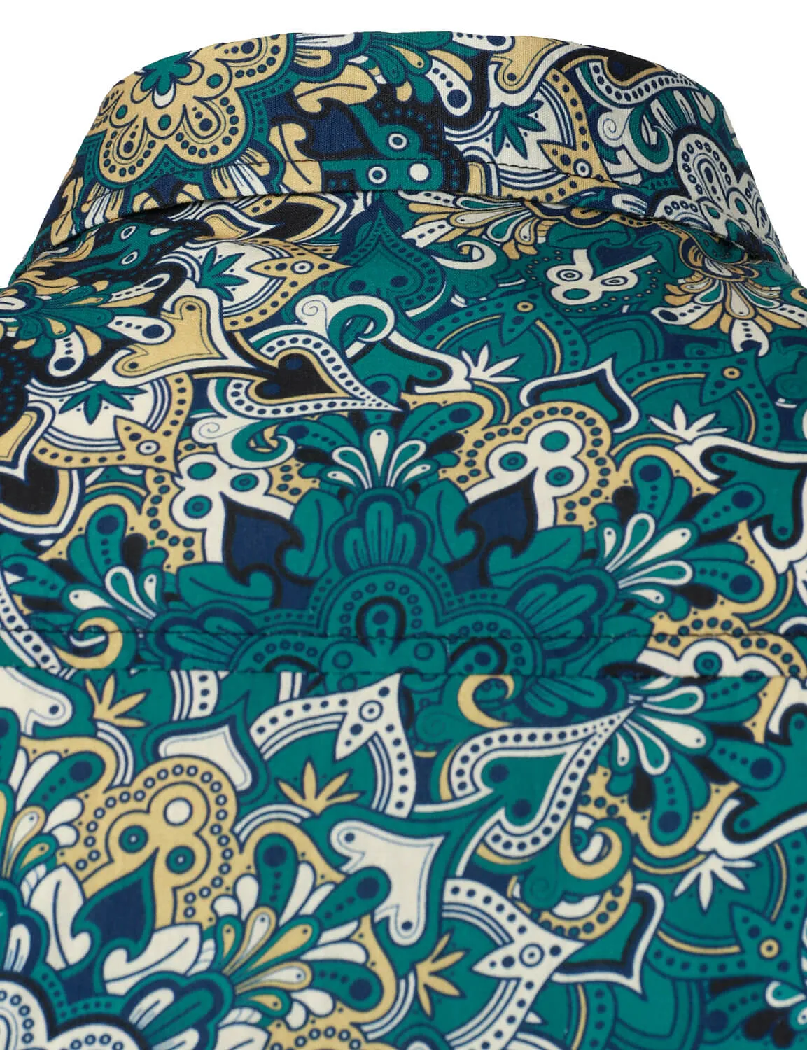 Men's Mandala Print Cotton Button Up Long Sleeve Dress Shirt