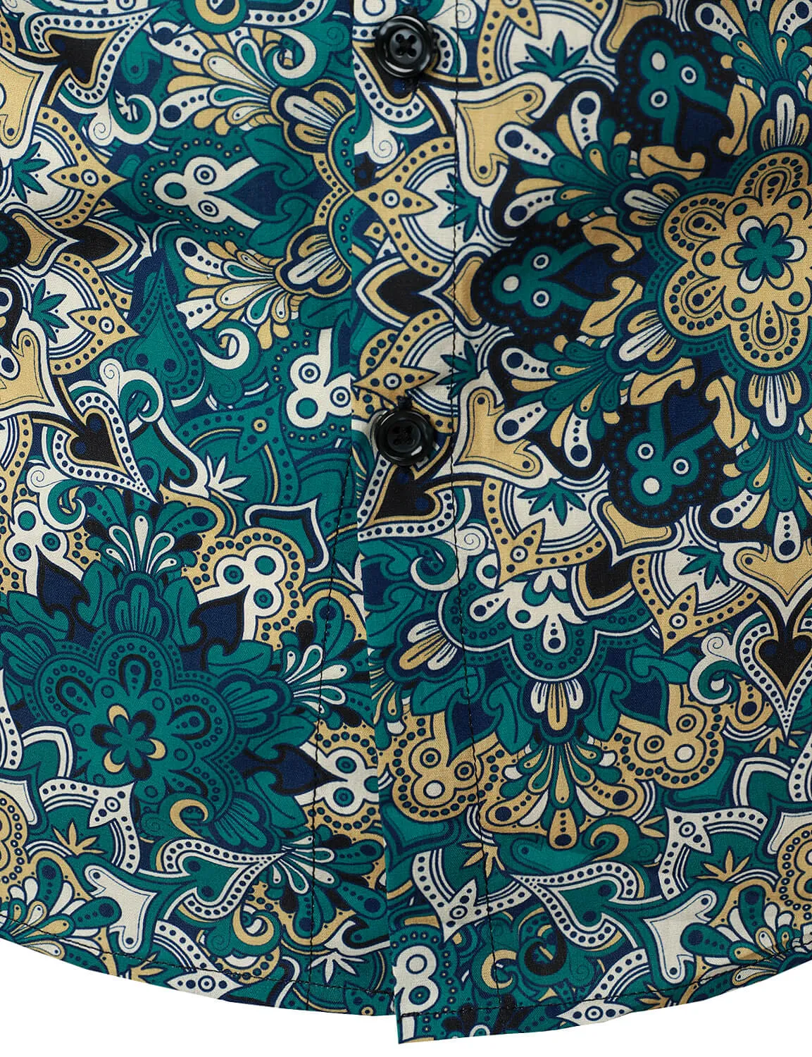 Men's Mandala Print Cotton Button Up Long Sleeve Dress Shirt
