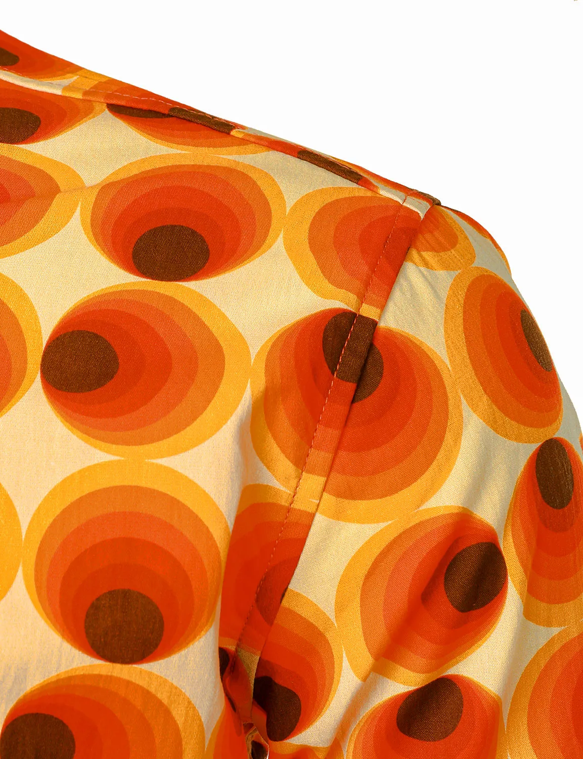 Men's Retro 70s Cotton Geometric Round Print Long Sleeve Shirt