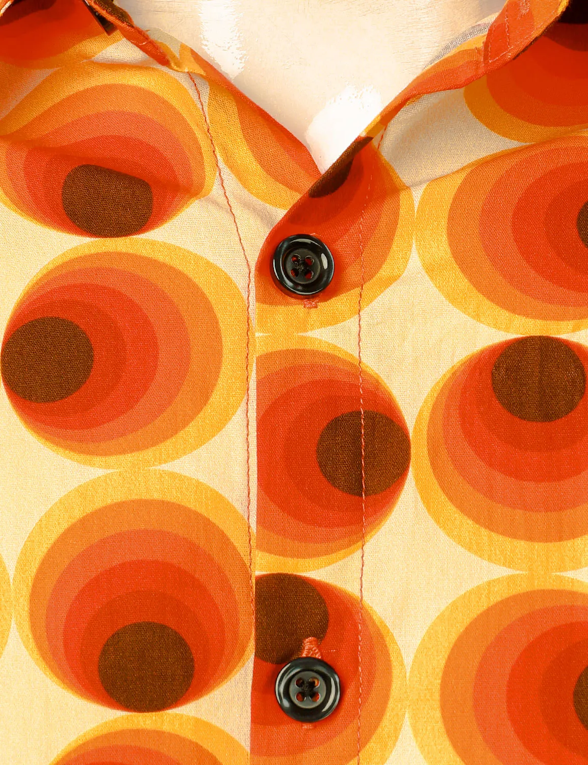 Men's Retro 70s Cotton Geometric Round Print Long Sleeve Shirt