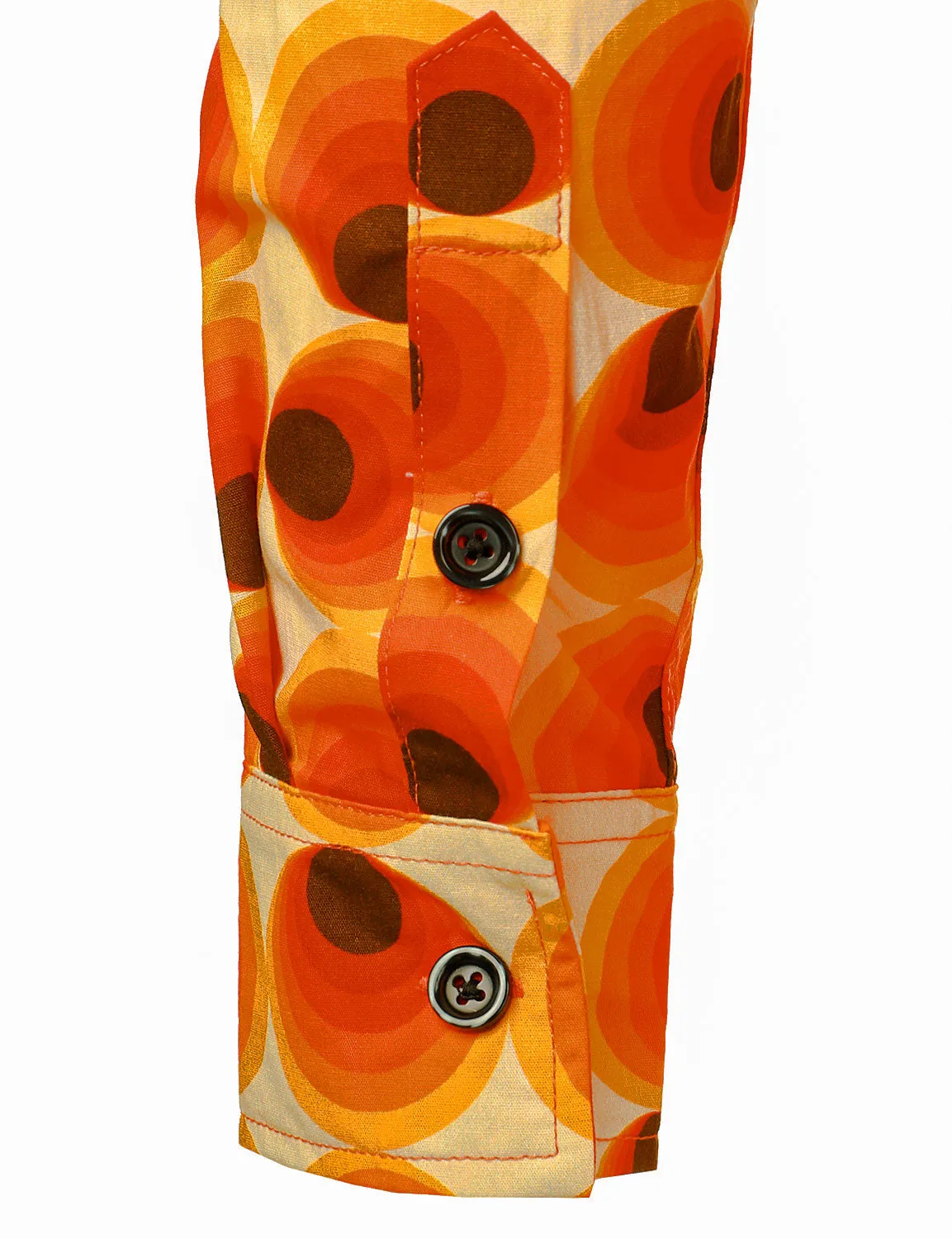 Men's Retro 70s Cotton Geometric Round Print Long Sleeve Shirt