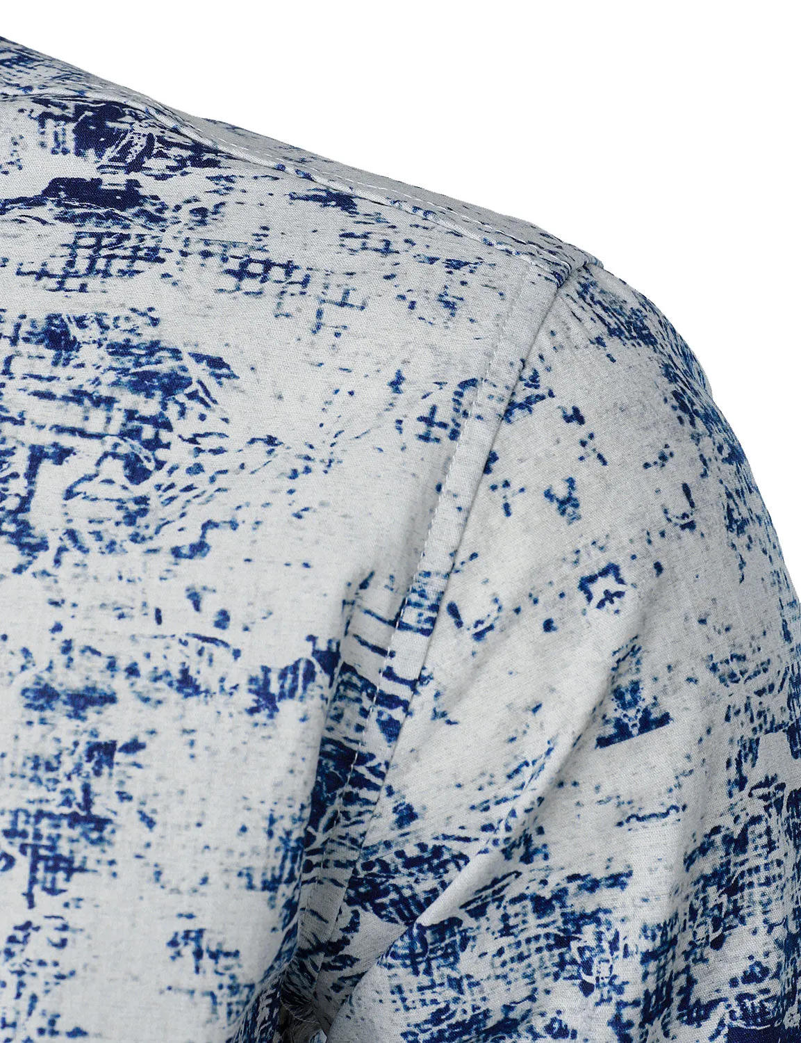 Men's Retro Abstract Print Cotton Button Up Long Sleeve Shirt