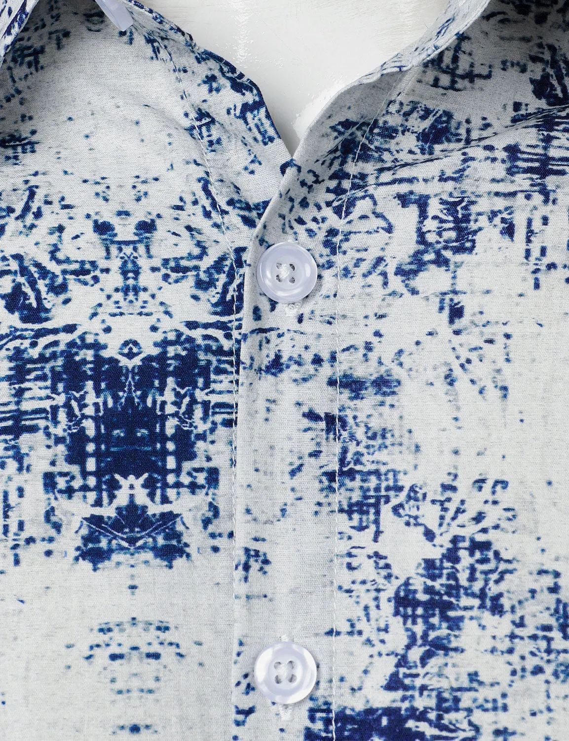 Men's Retro Abstract Print Cotton Button Up Long Sleeve Shirt