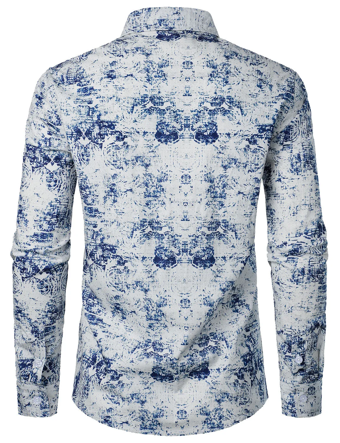 Men's Retro Abstract Print Cotton Button Up Long Sleeve Shirt