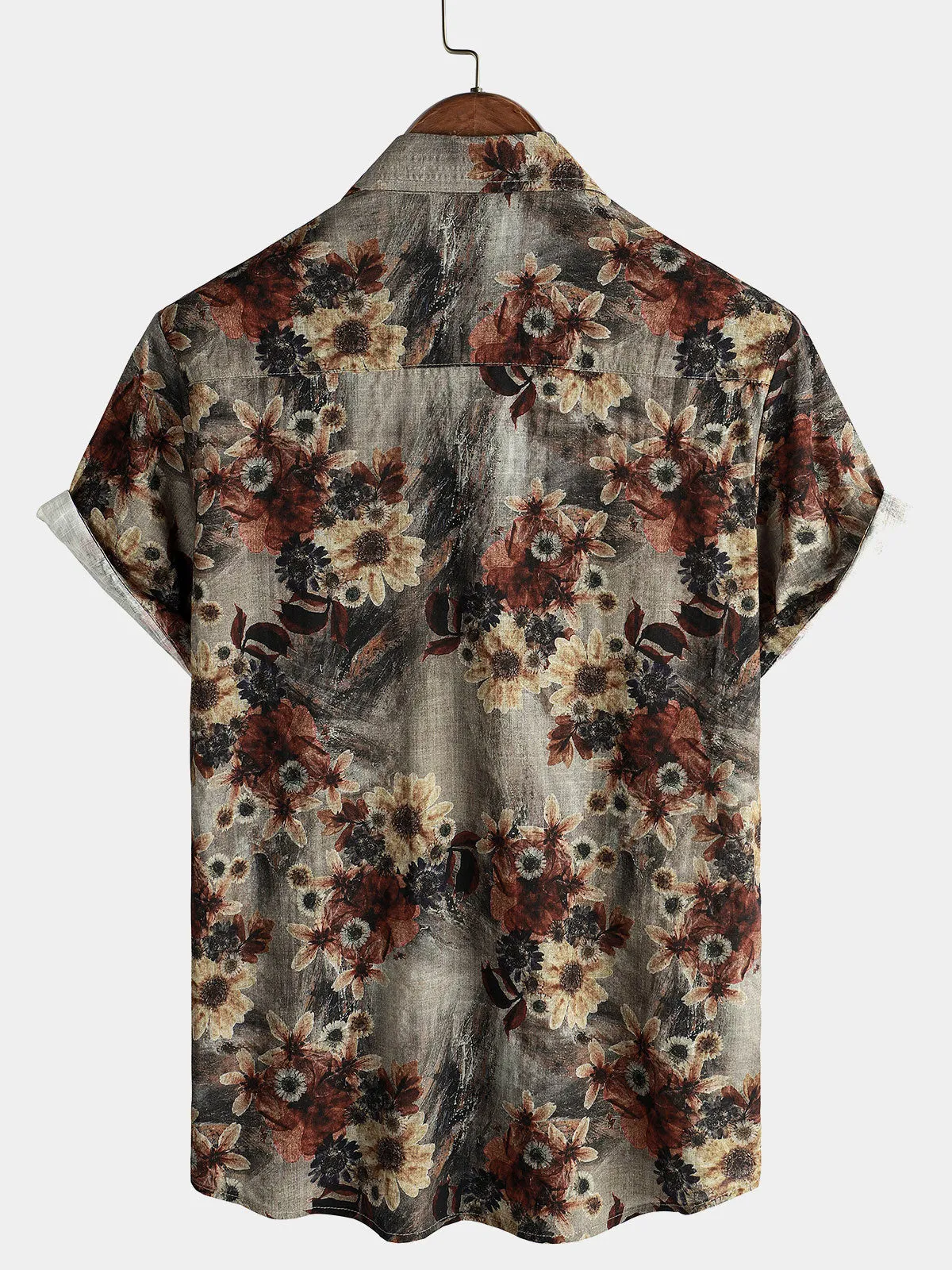 Men's Retro Floral Casual Short Sleeve Shirt
