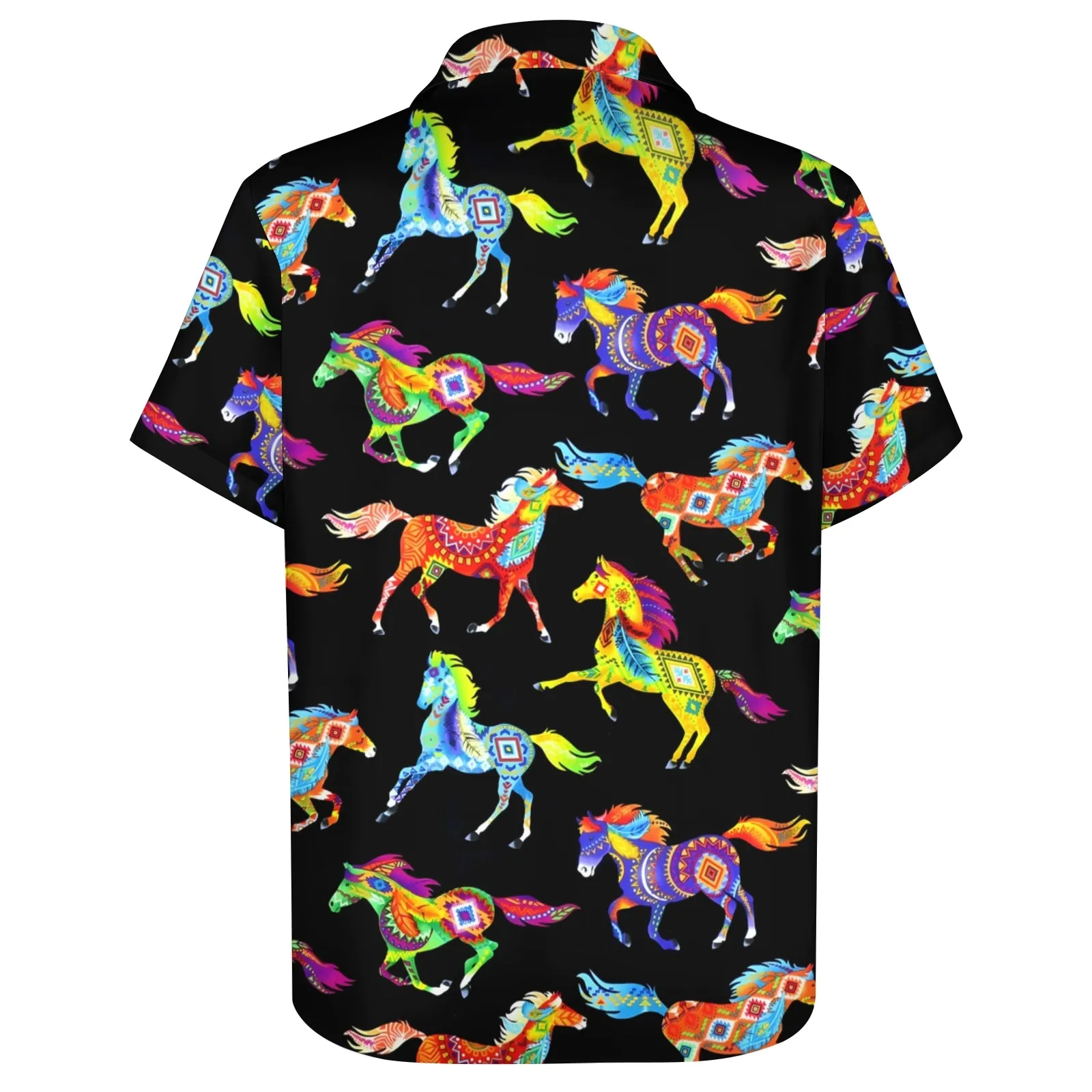 Men's Running Horse Art Print Casual Short Sleeve Shirt 2404000064
