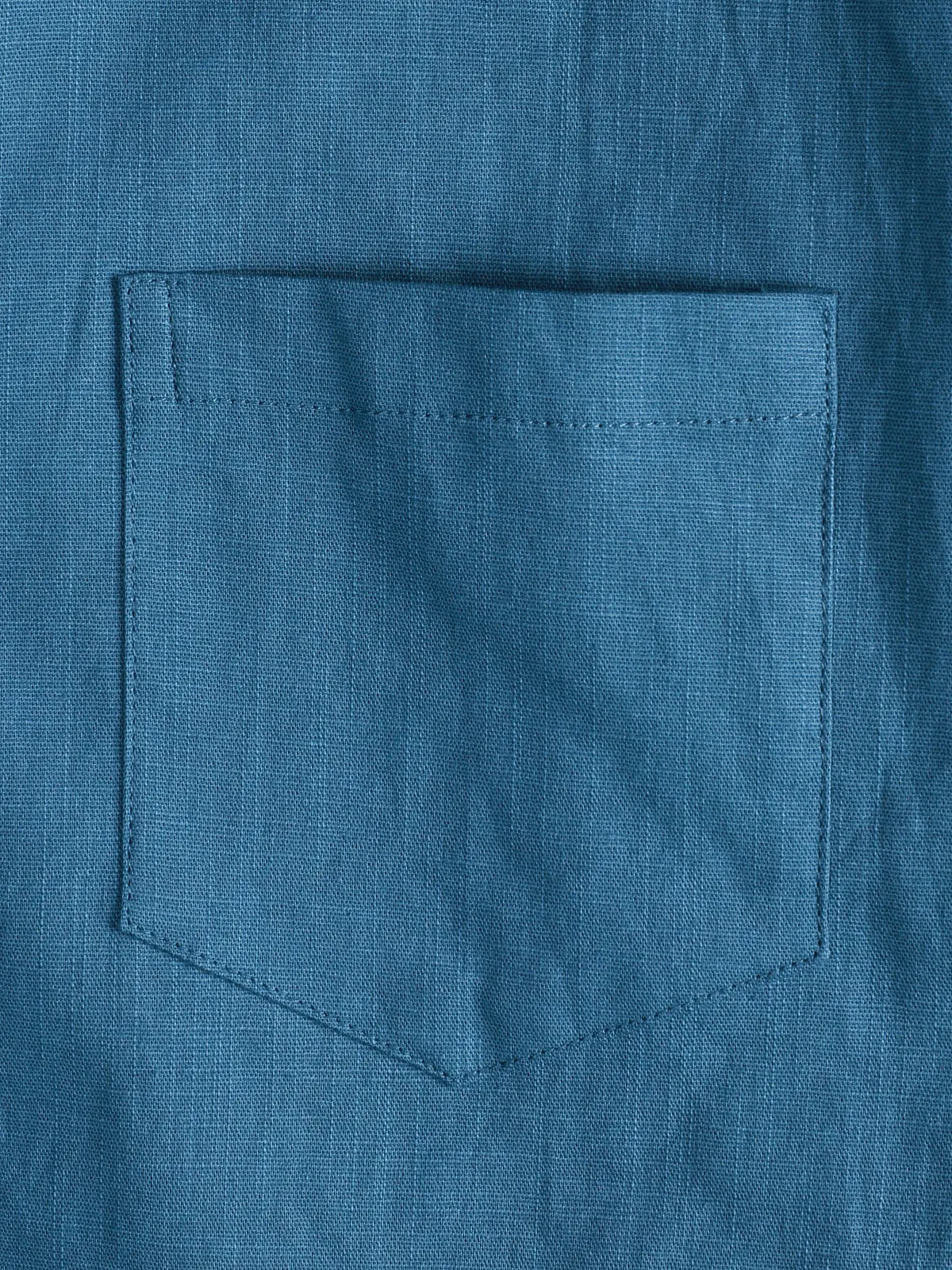Men's Solid Color Linen Cotton Pocket Casual Button Short Sleeve Shirt