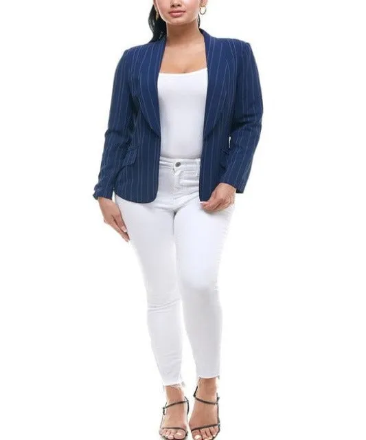 Michel Open Front Striped Blazer