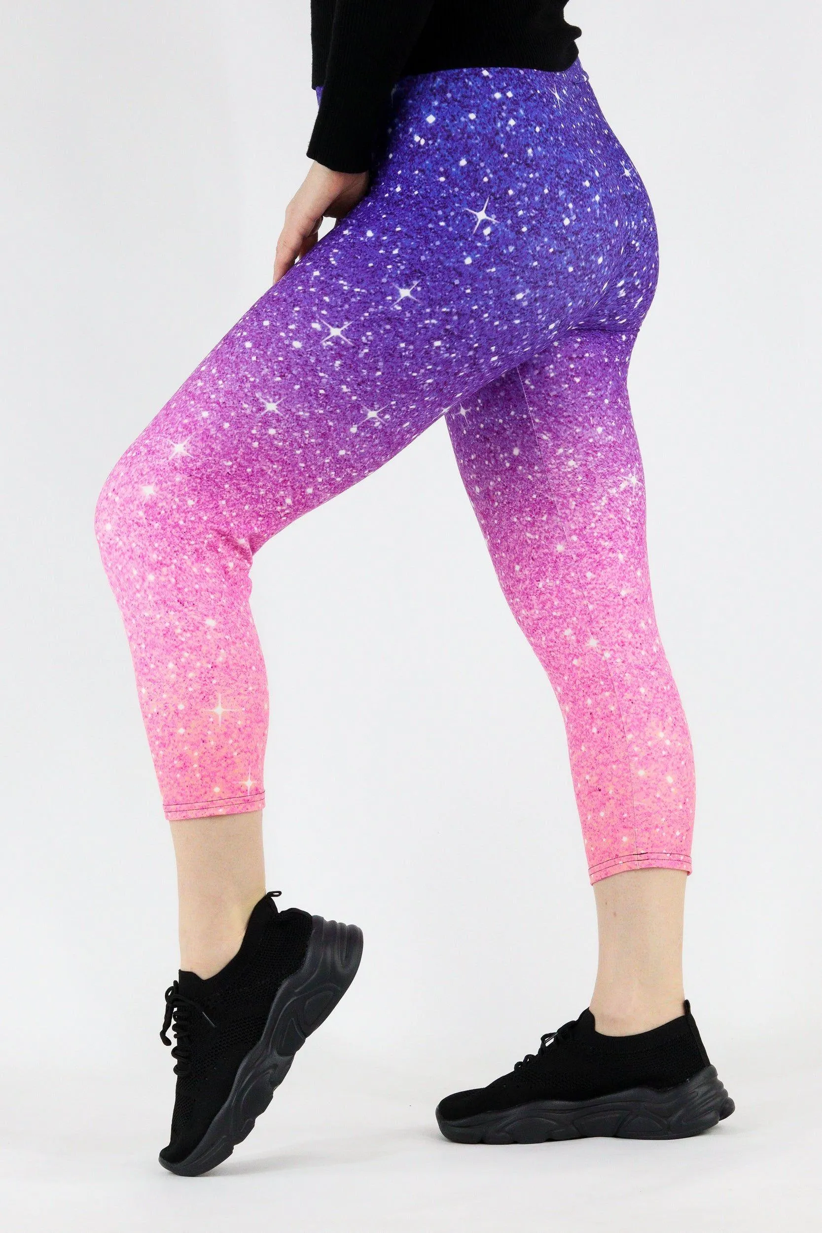Midnight Pink Ombre - Casual Capri Leggings