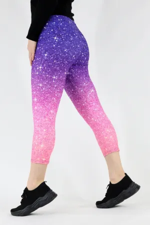 Midnight Pink Ombre - Casual Capri Leggings