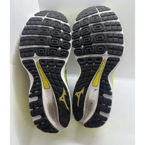 Mizuno Wave Sky 4 Men's Gray Neon Green Sz 9 Waveknit Running Shoes Sneakers