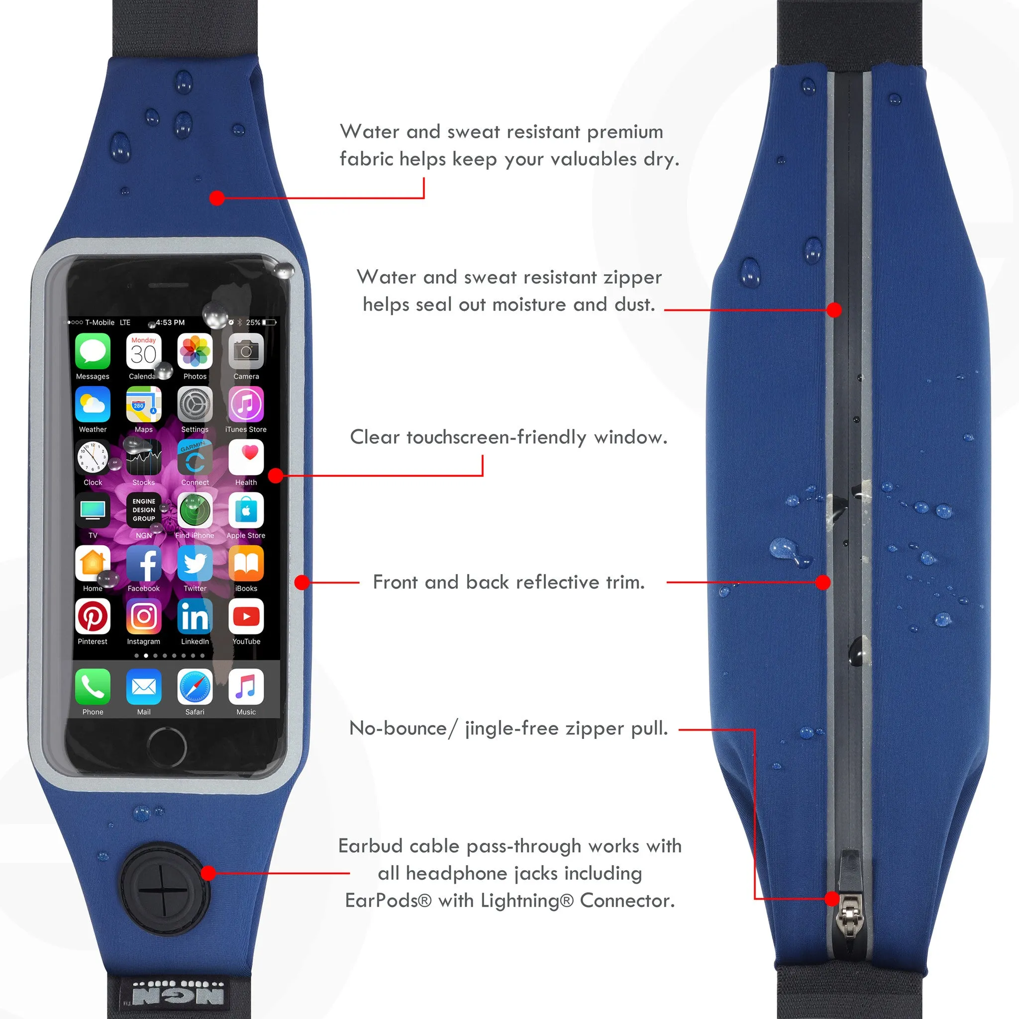Mo-Fit® Waist Pack / Running Belt for iPhone, Android and most Smartphones | Turquoise