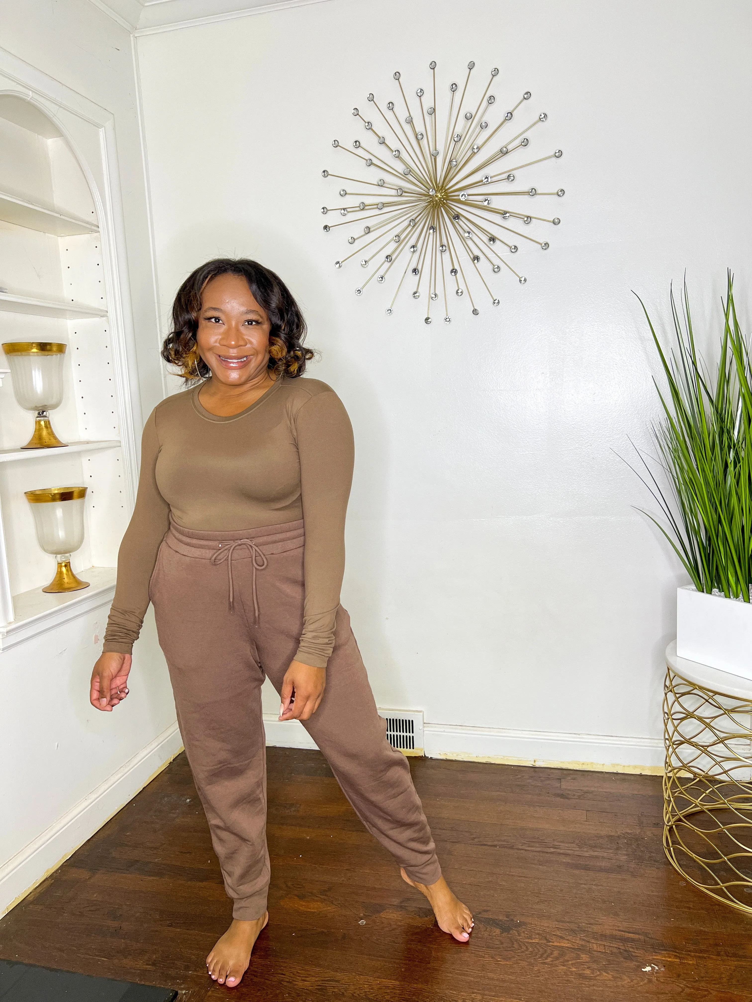 Mocha Crewneck Jogger Set