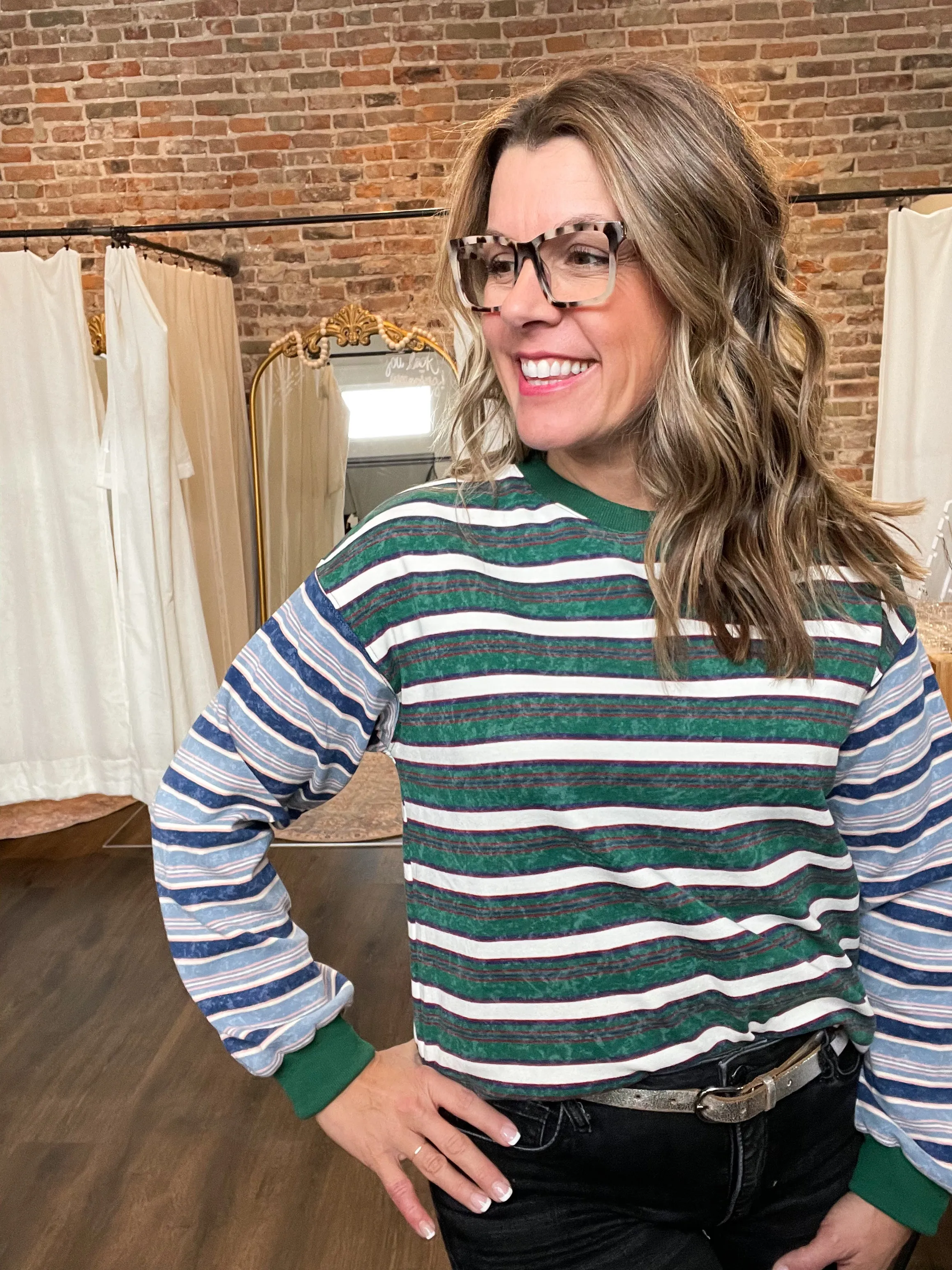 Multi Color Oversized Striped Knit Top